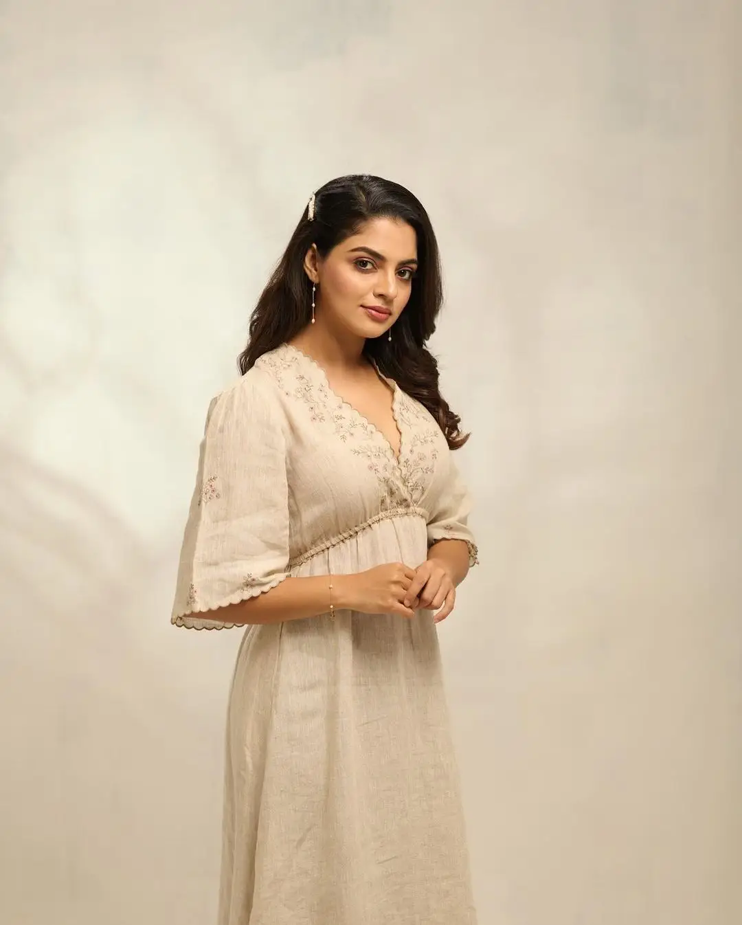 Nikhila Vimal Stills in White Gown